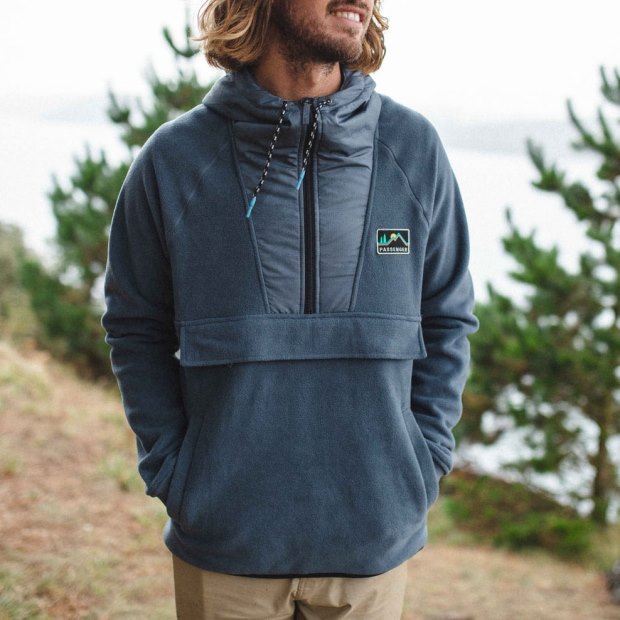Passenger Exclusive Woodland Hooded 1/2 Zip Recyceltes Polarfleece Turbulence Grey