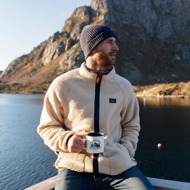 Nur Für Passagiere Tripper Durchgehender Reißverschluss Aus Recyceltem Sherpa-Fleece In Haferflocken