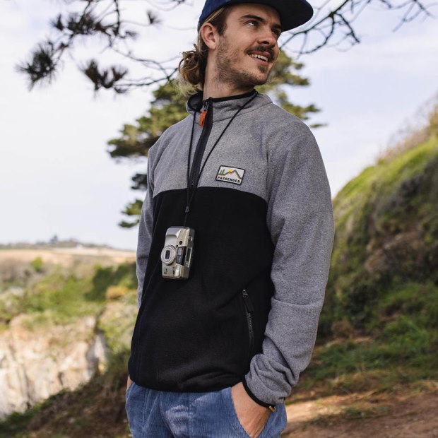 Passenger Exclusive Abgesetzter Recycelter 1/4-Reißverschluss Aus Polarfleece Grau Meliert/schwarz