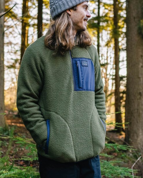 Passenger Exclusive Offgrid Recyceltes Sherpa-Fleece Mit 1/4-Reißverschluss, Khaki