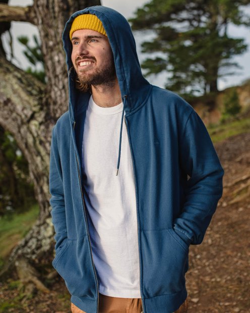 Passenger Exclusive Escape Hoodie Mit Durchgehendem Reißverschluss, Dunkler Denim