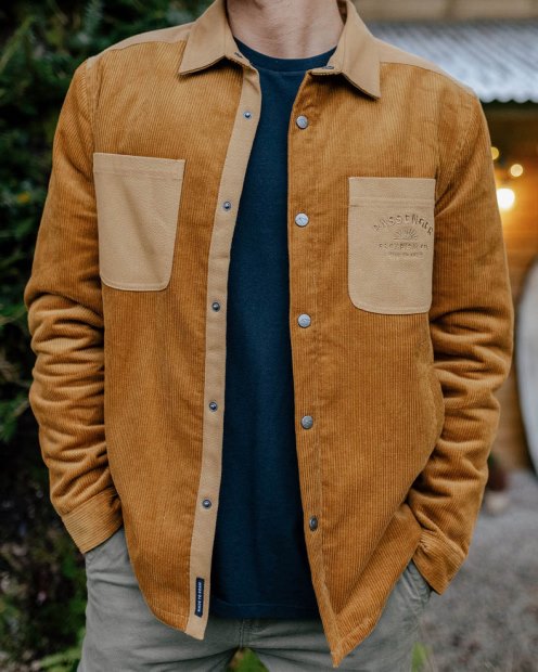Passenger Exclusive Kodiak Sherpa Gefüttertes Cordhemd Goldbraun