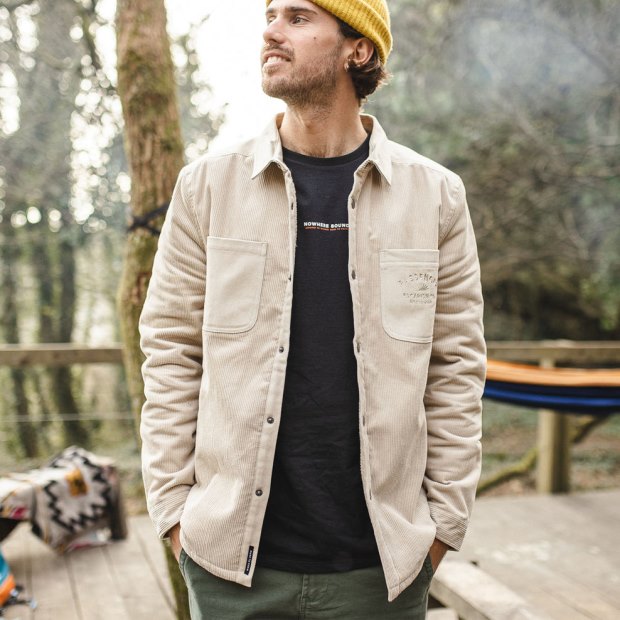 Passenger Exclusive Kodiak Sherpa Gefüttertes Kordhemd Federgrau