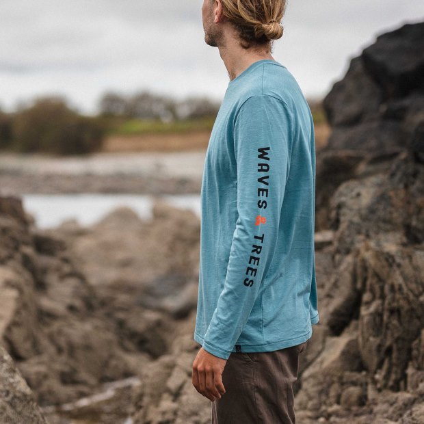 Passagiere Exklusiv Pantano Recyceltes Ls T-shirt Ozeanblau