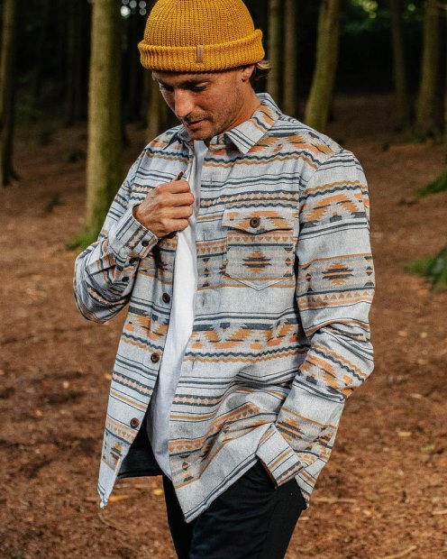 Passenger Exclusive Woodland Overshirt Aus Bio-Baumwolle Grau Meliert