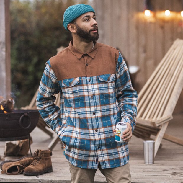 Passenger Exclusive Behnsen Bio-Baumwollhemd Braun/blau Kariert