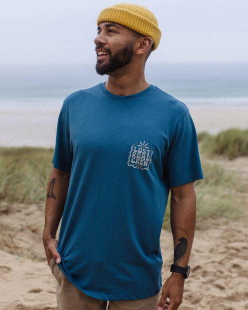 Passagier Exklusives Lost Road T-shirt Aus Recycelter Baumwolle Blau Stahl