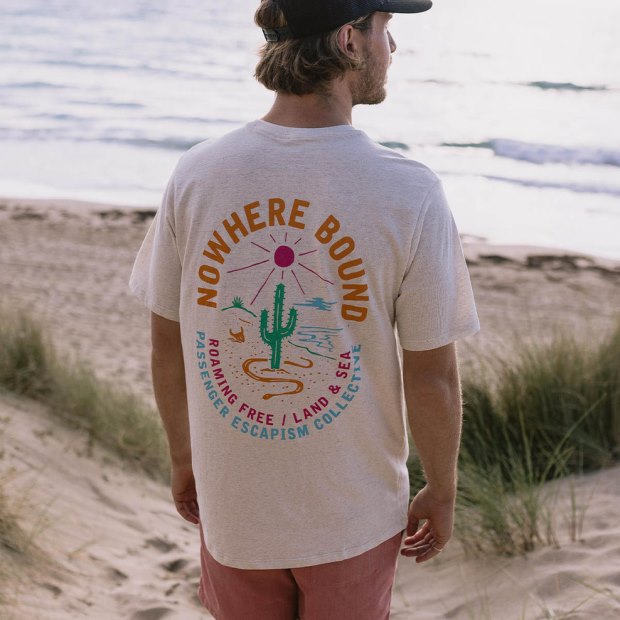 Passenger Exclusive Land & Sea T-Shirt Aus Recycelter Baumwolle, Milchig Meliert
