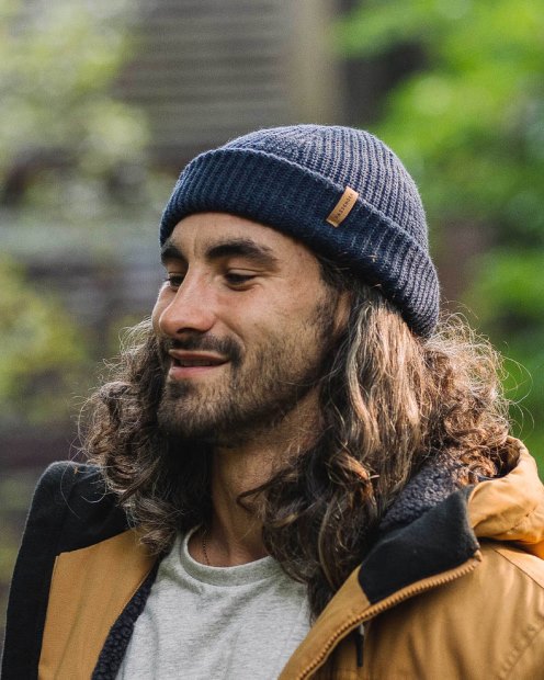 Exklusiver Passagierkompass Recycelte Beanie Rich Navy