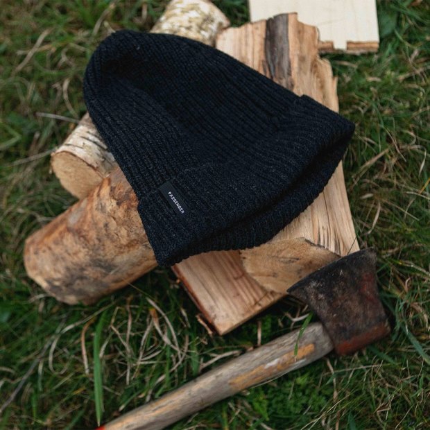 Exklusive Beifahrer Kompass Beanie Verblasst Schwarz