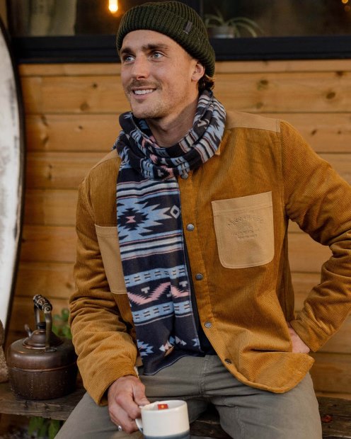 Exklusiver Beifahrerlagerfeuer-schal Aus Recyceltem Polarfleece Deep Navy Vintage Geo