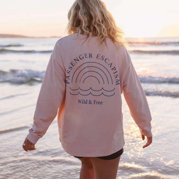 Passenger Exclusive Oversize-Sweatshirt Aus Recycelter Baumwolle In Regenbogenfarben Pfirsichpeitsche