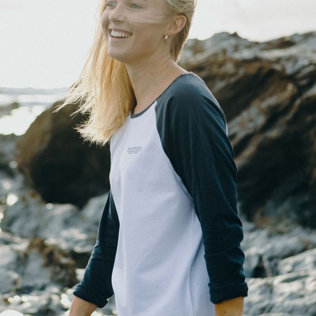 Passagier Exklusiv Toba Recyceltes Ls T-shirt Dunkler Denim