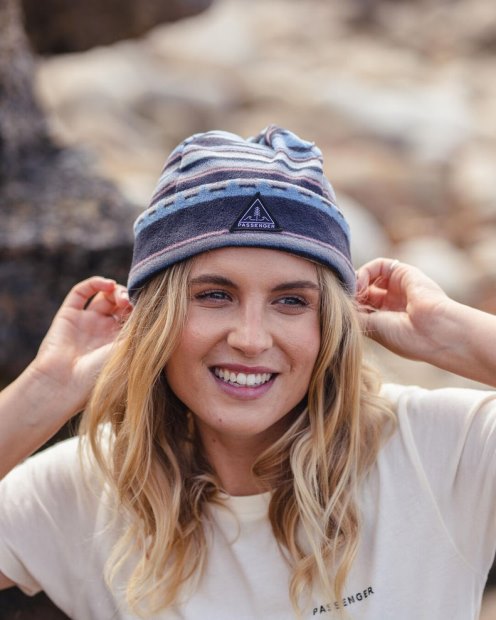 Passenger Exclusive Wanderer Recycled Polar Beanie Deep Navy Vintage Geo